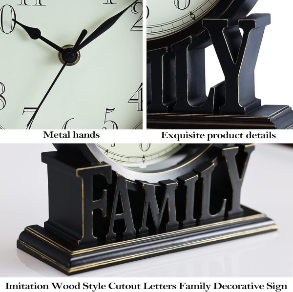 AYRELY® 6.5-Inches Table Clock, Vintage Family Non-Ticking Desk Clock, Retro Mantel Clocks for Living Room, Bedroom, Shelf, Fireplace, Farmhouse Décor (Black) - Image 6