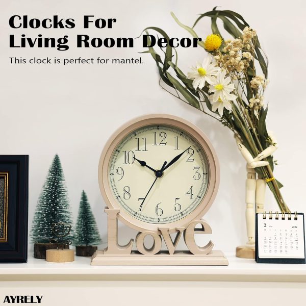 AYRELY® 6.5-Inches Table Clock, Vintage Family Non-Ticking Desk Clock, Retro Mantel Clocks for Living Room, Bedroom, Shelf, Fireplace, Farmhouse Décor (Black) - Image 10