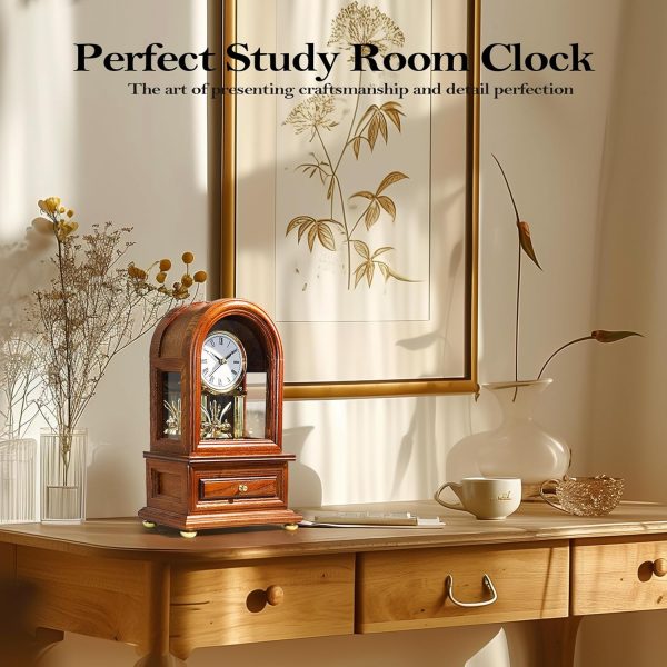 AYRELY® Wooden Table Anniversary Clock, Antique Shelf Clocks, Revolving Pendulum Mantel Clocks, Desk Grandfather Clock for Living Room, Home Decor Gift - Image 3