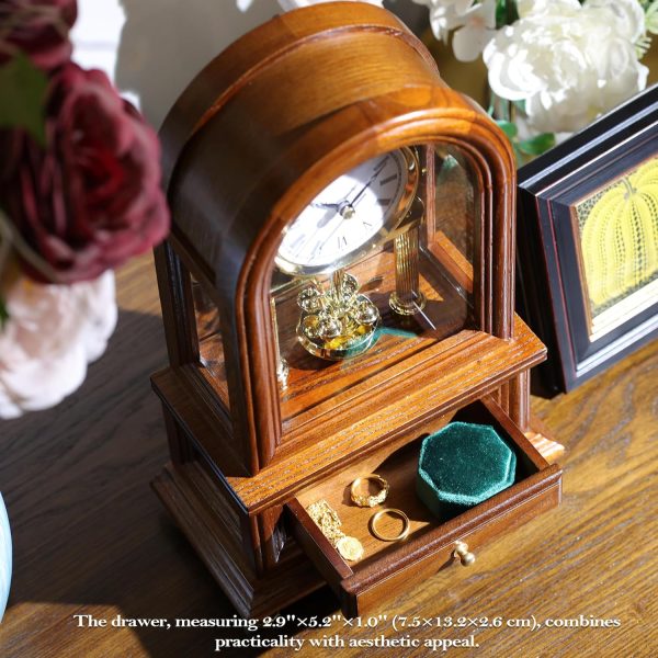 AYRELY® Wooden Table Anniversary Clock, Antique Shelf Clocks, Revolving Pendulum Mantel Clocks, Desk Grandfather Clock for Living Room, Home Decor Gift - Image 4