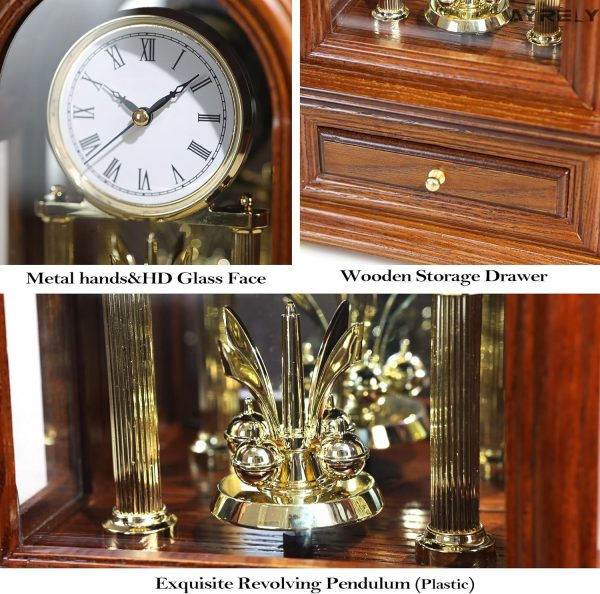 AYRELY® Wooden Table Anniversary Clock, Antique Shelf Clocks, Revolving Pendulum Mantel Clocks, Desk Grandfather Clock for Living Room, Home Decor Gift - Image 5