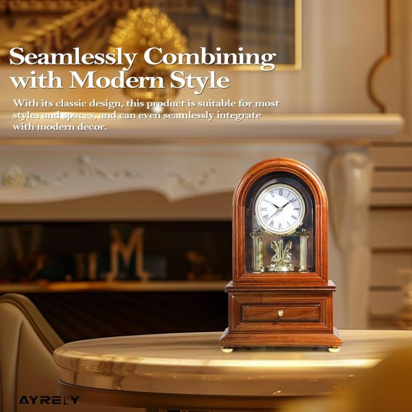 AYRELY® Wooden Table Anniversary Clock, Antique Shelf Clocks, Revolving Pendulum Mantel Clocks, Desk Grandfather Clock for Living Room, Home Decor Gift - Image 6