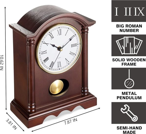AYRELY® Wooden Table Anniversary Clock, Antique Shelf Clocks, Revolving Pendulum Mantel Clocks, Desk Grandfather Clock for Living Room, Home Decor Gift - Image 9