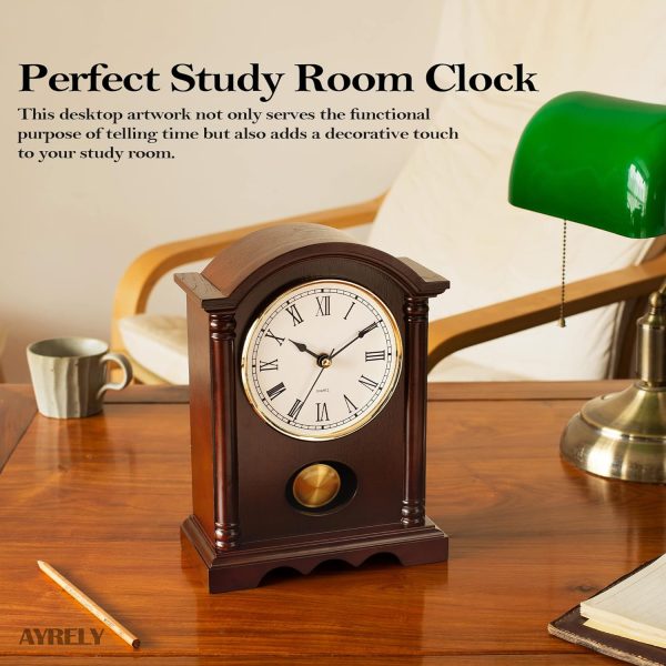 AYRELY® Wooden Table Anniversary Clock, Antique Shelf Clocks, Revolving Pendulum Mantel Clocks, Desk Grandfather Clock for Living Room, Home Decor Gift - Image 11