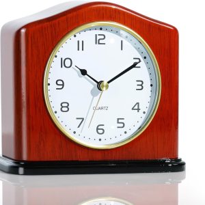 AYRELY® Mantel Clock, Handcrafted Solid Wood Desk Clock with Silent Movement, Piano-Gloss Finish, Elegant Table Clock for Fireplace, Bedroom, Office & Gifts