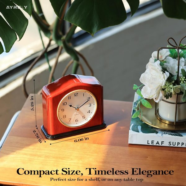 AYRELY® Mantel Clock, Handcrafted Solid Wood Desk Clock with Silent Movement, Piano-Gloss Finish, Elegant Table Clock for Fireplace, Bedroom, Office & Gifts - Image 6