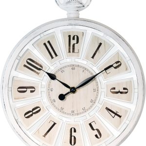 AYRELY® Vintage Round Wall Clock. Antique Retro Style. Battery Operated Silent Clock for Farmhouse, Rustic, Kitchen, and Living Room Decor(13" H x 10.6" W)-White