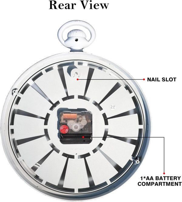 AYRELY® Vintage Round Wall Clock. Antique Retro Style. Battery Operated Silent Clock for Farmhouse, Rustic, Kitchen, and Living Room Decor(13" H x 10.6" W)-White - Image 7
