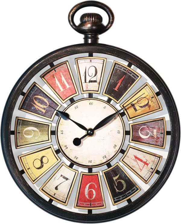 AYRELY® Vintage Round Wall Clock. Antique Retro Style. Battery Operated Silent Clock for Farmhouse, Rustic, Kitchen, and Living Room Decor(13" H x 10.6" W)-White - Image 8