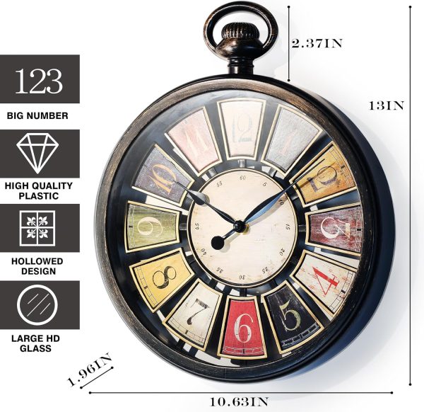 AYRELY® Vintage Round Wall Clock. Antique Retro Style. Battery Operated Silent Clock for Farmhouse, Rustic, Kitchen, and Living Room Decor(13" H x 10.6" W)-White - Image 9