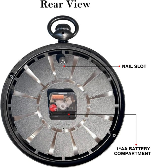 AYRELY® Vintage Round Wall Clock. Antique Retro Style. Battery Operated Silent Clock for Farmhouse, Rustic, Kitchen, and Living Room Decor(13" H x 10.6" W)-White - Image 14