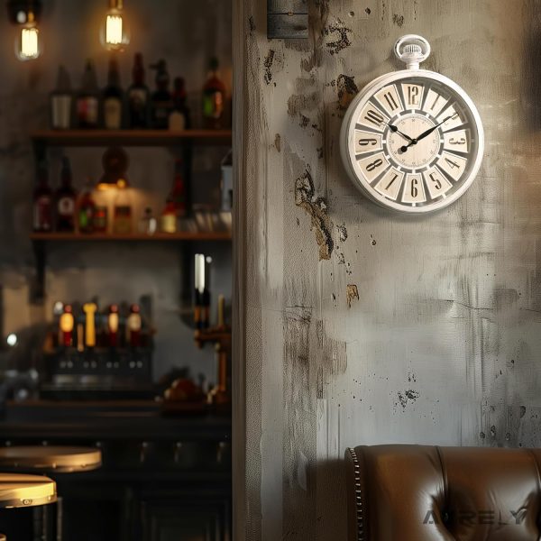 AYRELY® Vintage Round Wall Clock. Antique Retro Style. Battery Operated Silent Clock for Farmhouse, Rustic, Kitchen, and Living Room Decor(13" H x 10.6" W)-Black - Image 12