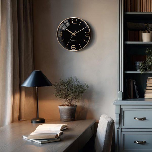 AYRELY® 12 Inch Silent Modern Wall Clocks Battery Operated, Wall Clock for Living Room Décor,Gold Metal Frame Clock Decorative for Bedroom,Kitchen,Office - Image 3