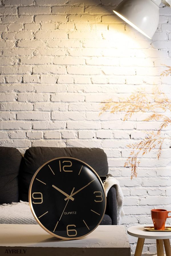 AYRELY® 12 Inch Silent Modern Wall Clocks Battery Operated, Wall Clock for Living Room Décor,Gold Metal Frame Clock Decorative for Bedroom,Kitchen,Office - Image 4