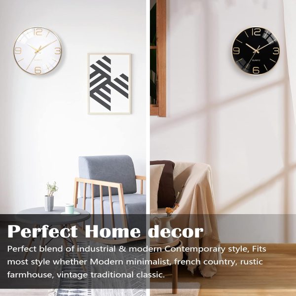 AYRELY® 12 Inch Silent Modern Wall Clocks Battery Operated, Wall Clock for Living Room Décor,Gold Metal Frame Clock Decorative for Bedroom,Kitchen,Office - Image 7