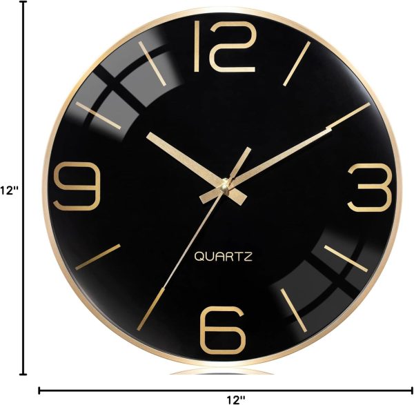 AYRELY® 12 Inch Silent Modern Wall Clocks Battery Operated, Wall Clock for Living Room Décor,Gold Metal Frame Clock Decorative for Bedroom,Kitchen,Office - Image 8