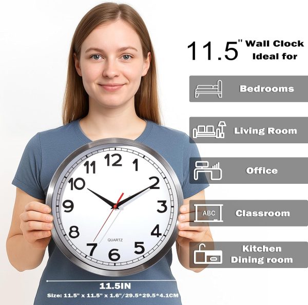 AYRELY® 12 Inch Silent Modern Wall Clocks Battery Operated, Wall Clock for Living Room Décor,Gold Metal Frame Clock Decorative for Bedroom,Kitchen,Office - Image 17