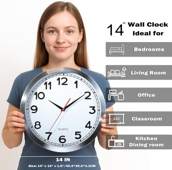 AYRELY® 12 Inch Silent Modern Wall Clocks Battery Operated, Wall Clock for Living Room Décor,Gold Metal Frame Clock Decorative for Bedroom,Kitchen,Office - Image 23