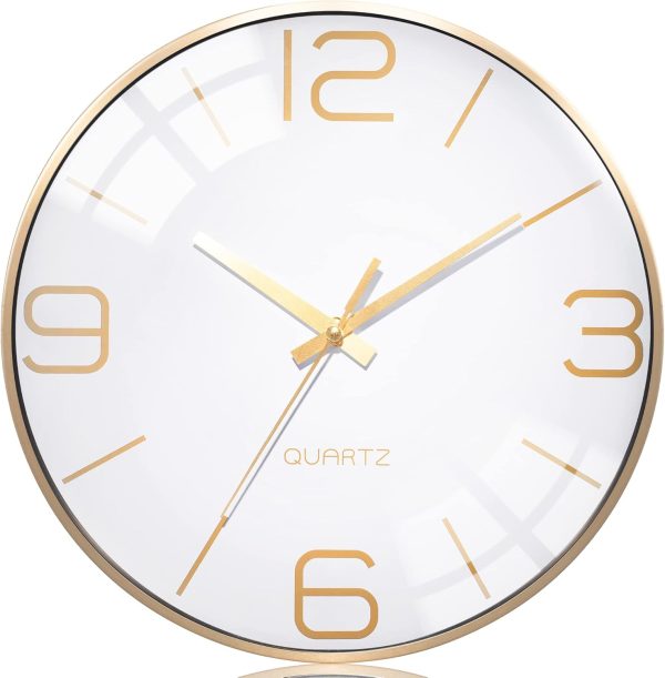 AYRELY® 12 Inch Silent Modern Wall Clocks Battery Operated, Wall Clock for Living Room Décor,Gold Metal Frame Clock Decorative for Bedroom,Kitchen,Office - Image 28