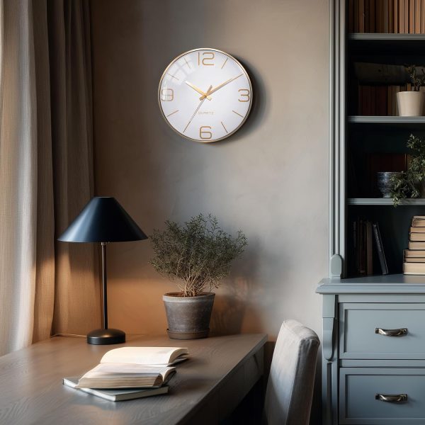 AYRELY® 12 Inch Silent Modern Wall Clocks Battery Operated, Wall Clock for Living Room Décor,Gold Metal Frame Clock Decorative for Bedroom,Kitchen,Office - Image 30