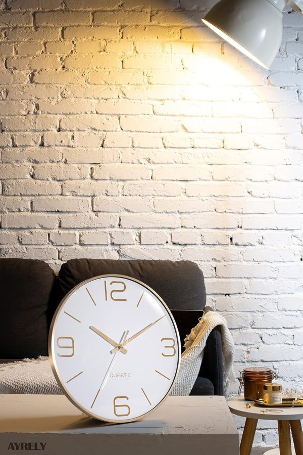 AYRELY® 12 Inch Silent Modern Wall Clocks Battery Operated, Wall Clock for Living Room Décor,Gold Metal Frame Clock Decorative for Bedroom,Kitchen,Office - Image 31