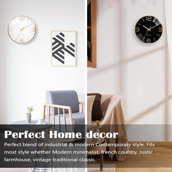AYRELY® 12 Inch Silent Modern Wall Clocks Battery Operated, Wall Clock for Living Room Décor,Gold Metal Frame Clock Decorative for Bedroom,Kitchen,Office - Image 34