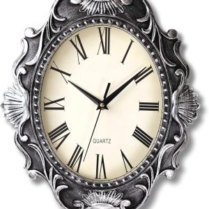 AYRELY® 14 Inch Oval Rustic Wall Clock, Wall Clocks Battery Operated, Country Style Silent Non Ticking Clock, Decorative for Kitchen, Home, Living Room, Farmhouse, Bedrooms