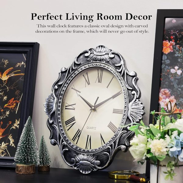 AYRELY® 14 Inch Oval Rustic Wall Clock, Wall Clocks Battery Operated, Country Style Silent Non Ticking Clock, Decorative for Kitchen, Home, Living Room, Farmhouse, Bedrooms - Image 3