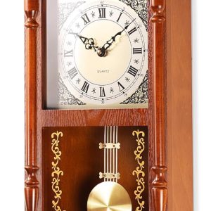 AYRELY® 25IN Grandfather Vintage Wall Clock with Pendulum and Chime, Hour/Quarter-Hour Chime, Rubberwood Frame, Large Vintage Wall Clock for Living Room,Home Decor Gift