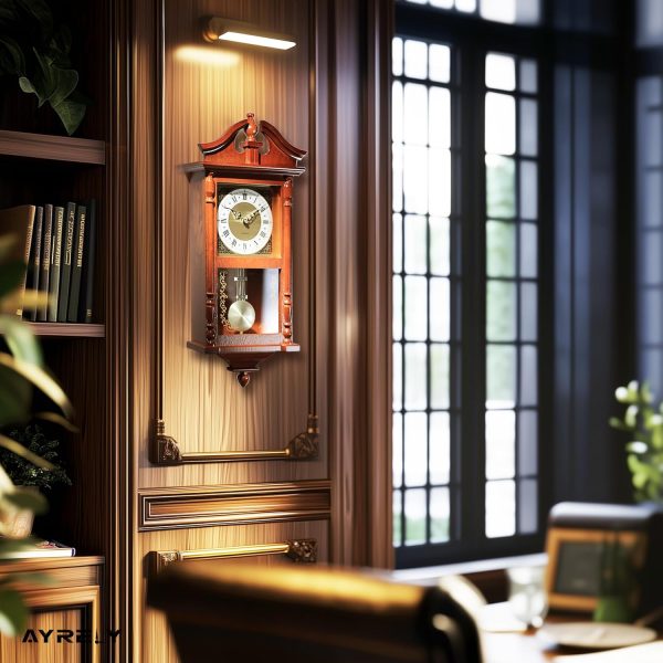 AYRELY® 25IN Grandfather Vintage Wall Clock with Pendulum and Chime, Hour/Quarter-Hour Chime, Rubberwood Frame, Large Vintage Wall Clock for Living Room,Home Decor Gift - Image 3