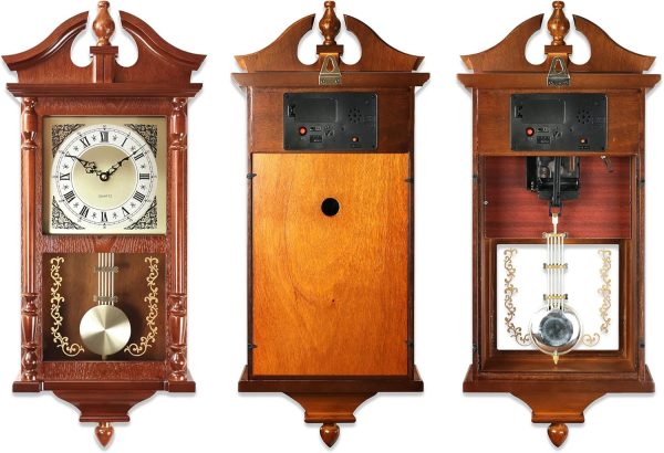 AYRELY® 25IN Grandfather Vintage Wall Clock with Pendulum and Chime, Hour/Quarter-Hour Chime, Rubberwood Frame, Large Vintage Wall Clock for Living Room,Home Decor Gift - Image 7