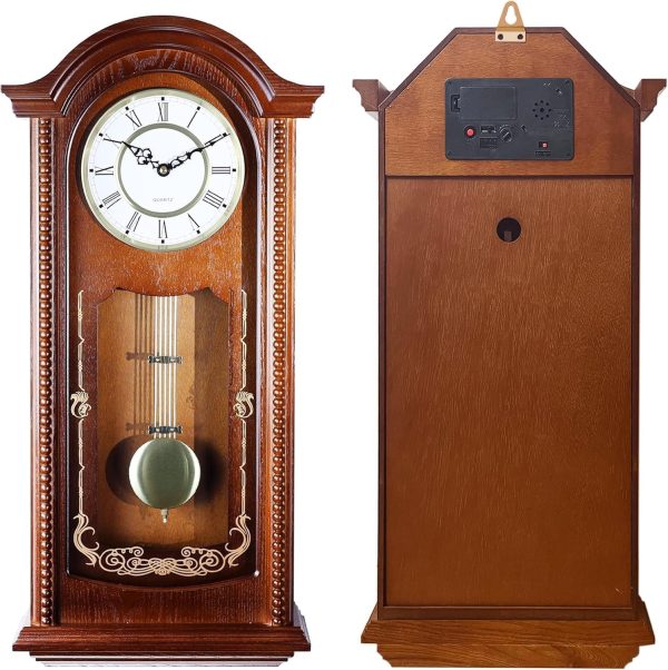 AYRELY® 26IN Grandfather Vintage Wall Clock with Pendulum and Chime, Hour/Quarter-Hour Chime, Elmwood Frame, Large Vintage Wall Clock for Living Room,Home Decor Gift - Image 2