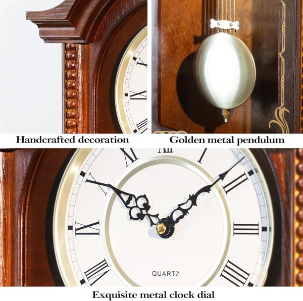 AYRELY® 26IN Grandfather Vintage Wall Clock with Pendulum and Chime, Hour/Quarter-Hour Chime, Elmwood Frame, Large Vintage Wall Clock for Living Room,Home Decor Gift - Image 7