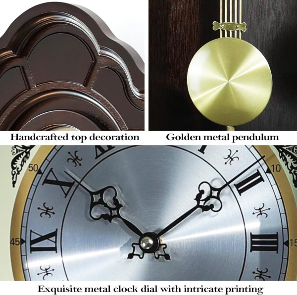 AYRELY® 26IN Grandfather Vintage Wall Clock with Pendulum and Chime, Hour/Quarter-Hour Chime, Elmwood Frame, Large Vintage Wall Clock for Living Room,Home Decor Gift - Image 14